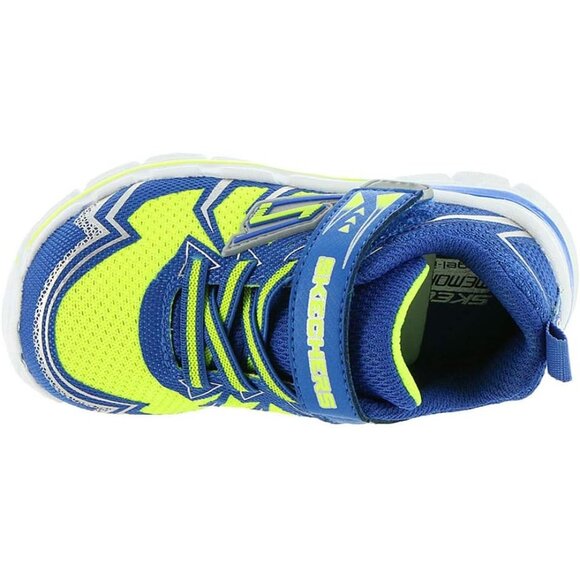 Skechers Kids Athletic Shoes With Velcro Strap -- Blue/Yellow Breathable Mesh - - Picture 2 of 4